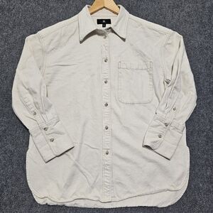 Banana Republic Button Up Denim Ecru Shacket Shirt Jacket Womens Size Large